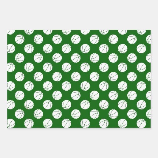 3 pc koordiniert grüne Mannschaftsfarben Basketbal Geschenkpapier Set (Vorderseite 2)