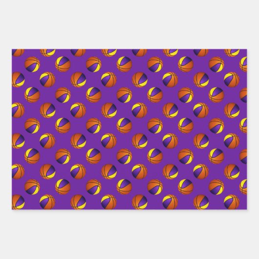 3 pc koordiniert lila Goldkörbchen Geschenkpapier Set (Vorderseite 3)