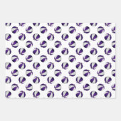 3 pc koordiniert lila Mannschaftsfarbenbällchen Geschenkpapier Set (Vorderseite 3)