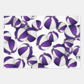 3 pc koordiniert lila Mannschaftsfarbenbällchen Geschenkpapier Set (Vorderseite)