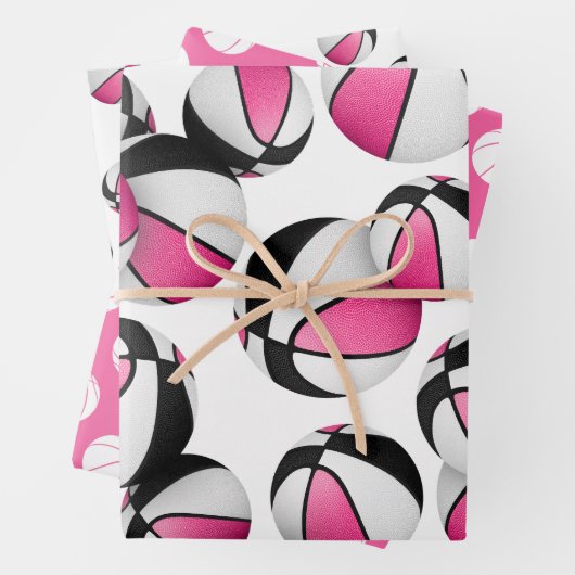 3 pc koordiniert rosa schwarze Körbchen Geschenkpapier Set (Beispiel)