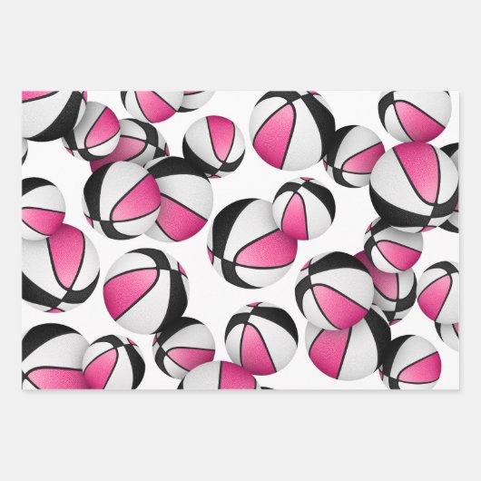 3 pc koordiniert rosa schwarze Körbchen Geschenkpapier Set (Vorderseite)