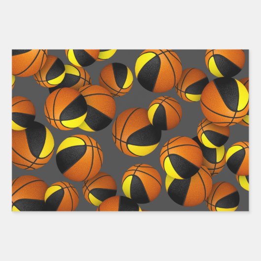 3 pc koordiniert schwarze goldene Körbchen Geschenkpapier Set (Vorderseite)