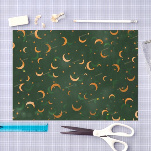 3 pc, Name, Crescent Moons & Stars Bokeh Muster Seidenpapier (Handwerk)