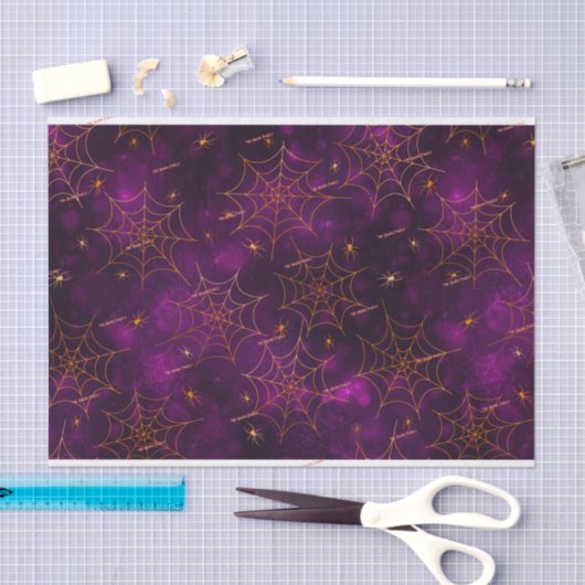 3 pc, Name, Spooky Spider Webs Bokeh Muster Seidenpapier (Handwerk)