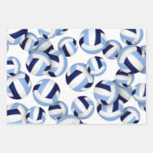 3 PC Set Marine hellblaue Mannschaft Farben Volley Geschenkpapier Set (Vorderseite)