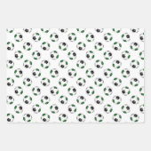 3 pc Sortengrün schwarze Mannschaftsfarben Fußball Geschenkpapier Set (Vorderseite 3)