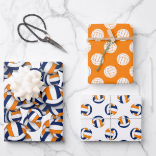3 pc Volleyballmuster zur Koordinierung von blau o Geschenkpapier Set