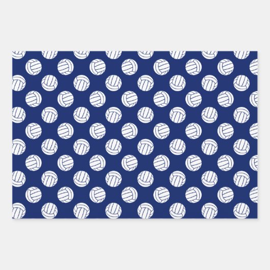 3 pc Volleyballmuster zur Koordinierung von blau w Geschenkpapier Set (Vorderseite 2)