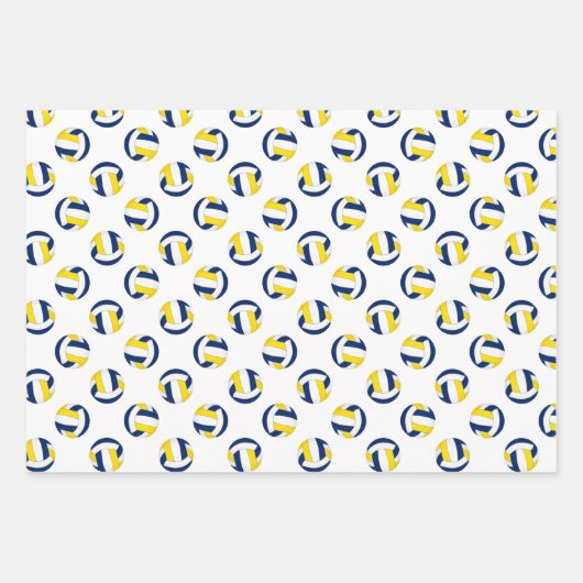 3 pc Volleyballmuster zur Koordinierung von blauem Geschenkpapier Set (Vorderseite 3)