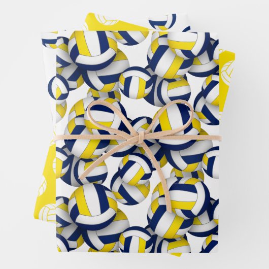 3 pc Volleyballmuster zur Koordinierung von blauem Geschenkpapier Set (Beispiel)
