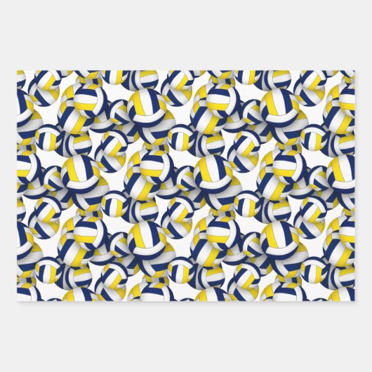 3 pc Volleyballmuster zur Koordinierung von blauem Geschenkpapier Set (Vorderseite)