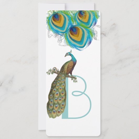 3 Peacock Feathers Art Deco Einladung (Rückseite)