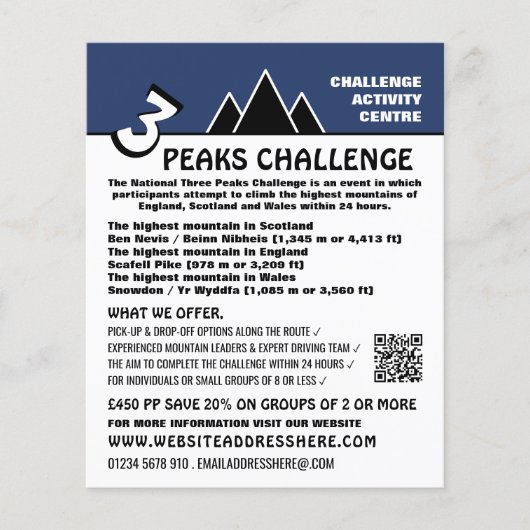 3 Peaks Challenge, Advert der Bergsteigerfirma Flyer (Vorne)