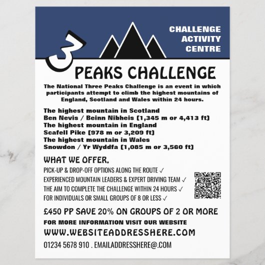 3 Peaks Challenge, Advert der Bergsteigerfirma Flyer (Vorne)