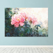*~* 3 Peony TV2 Art Pink Stretched Canvas Print Leinwanddruck (Insitu (Holzboden))