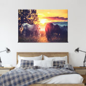 *~* 3 Pferde AR22 Wilde Mustangs Sunset Equine Leinwanddruck (Insitu (Schlafzimmer))