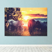 *~* 3 Pferde AR22 Wilde Mustangs Sunset Equine Leinwanddruck (Insitu (Holzboden))