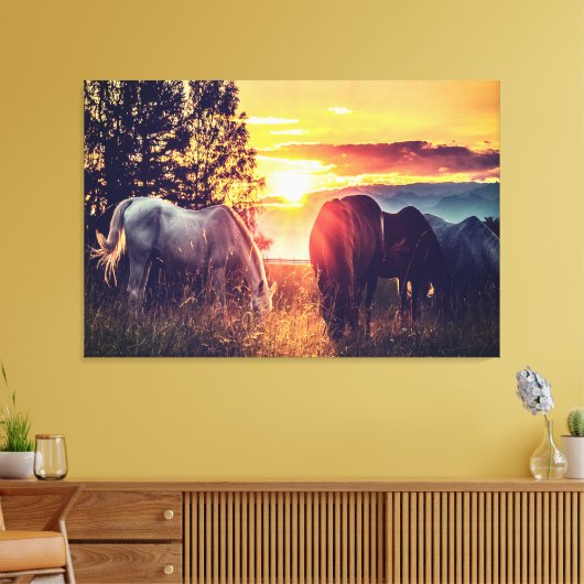 *~* 3 Pferde AR22 Wilde Mustangs Sunset Equine Leinwanddruck (Insitu (Wohnzimmer))