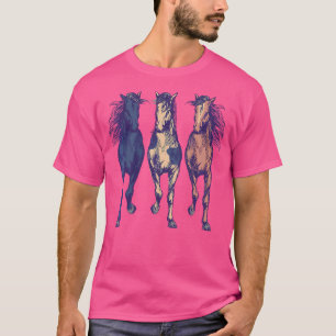 3 Pferde laufen um Pferdekunst T-Shirt
