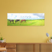 3 Pferde weidend Foto-Triptychon Lebe einfach Skri Leinwanddruck (Insitu (Wohnzimmer))
