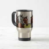 3 Pferdeköpfe Reisen Mug - Perfekt für Reitausflüg Reisebecher (Vorderseite Links)