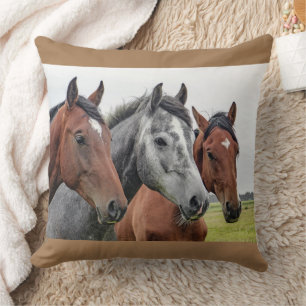 3 Pferdeköpfe Reitsport USA Kissen