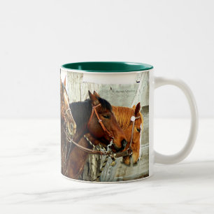 3 Pferdeköpfe Zweifarbige Tasse