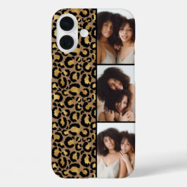 3 Photo Brown And Gold Leopard Print iPhone 16 Plus Hülle