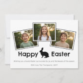 3 Photo Collage Bold Black Happy Easter With Bunny Karte (Vorderseite)