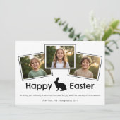 3 Photo Collage Bold Black Happy Easter With Bunny Karte (Stehend Vorderseite)