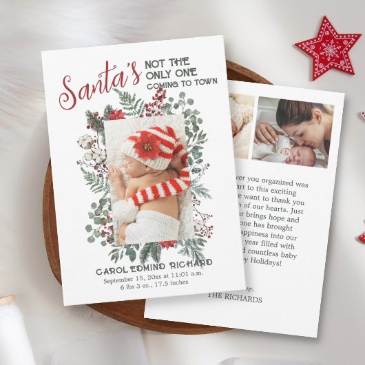 3 Photo Collage Christmas Baby Birth Announcement Ankündigung