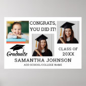3 Photo Collage Congrats Graduate 2026 White Poster (Vorne)