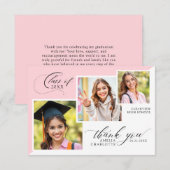 3 Photo Collage Girly Graduation Dankeskarte (Vorne/Hinten)