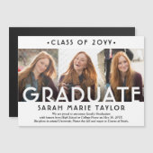 3 Photo Collage Magnetic Graduation Announcement Magneteinladung (Vorne/Hinten)