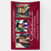 3 Photo Congratulations Graduate Graduation Maroon Banner (Vertikal)