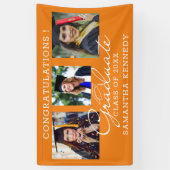 3 Photo Congratulations Graduate Graduation Orange Banner (Vertikal)