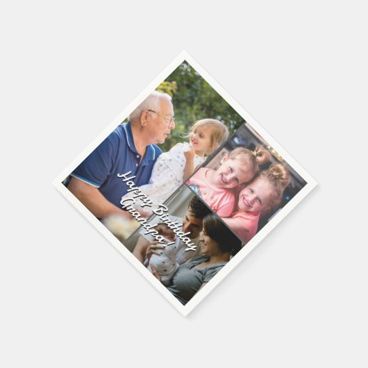 3-Photo Custom Party Napkins Personalized Text Serviette (Ecke)