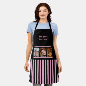 3 photo custom text black pink striped  schürze (Getragen)