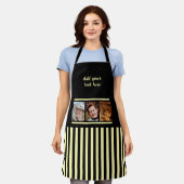 3 photo custom text black yellow striped  schürze (Getragen)