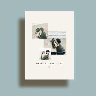 3 Photo Heart Illustration Custom Mother's Day Karte