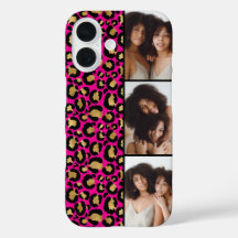 3 Photo Hot Pink And Gold Leopard Print