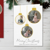 3 photo Merry Christmas bauble Photo Card Karte