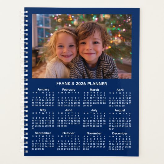 3 Photo Navy and White 2026 Calendar Planer (Vorderseite)