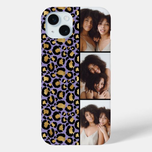 3 Photo Purple And Gold Leopard Print Case-Mate iPhone Hülle (Rückseite)