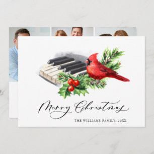 3 PHOTO Red Cardinal Holly Berry Christmas Feiertagskarte