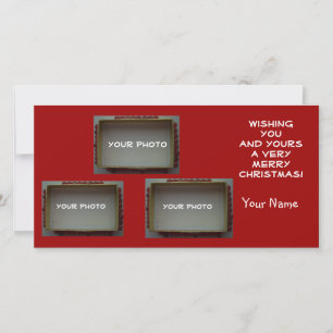 3 Photo slot Your Picture Christmas Cards Feiertagskarte