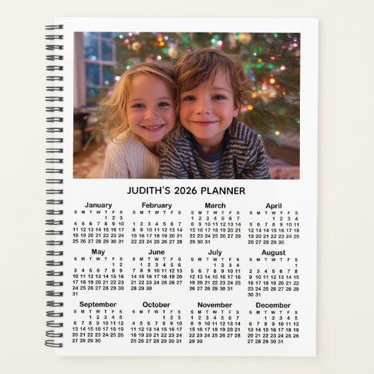 3 Photo White and Black 2026 Calendar Planer (Vorderseite)