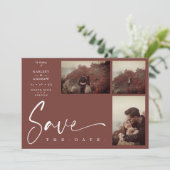 3 Photos Brown Chic Trendy Collage Wedding Covid19 (Stehend Vorderseite)