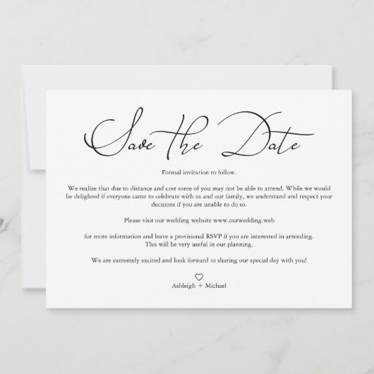 3 Photos Collage Engaged Chic Minimalist Wedding Save The Date (Rückseite)